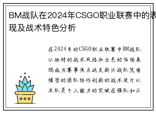 BM战队在2024年CSGO职业联赛中的表现及战术特色分析